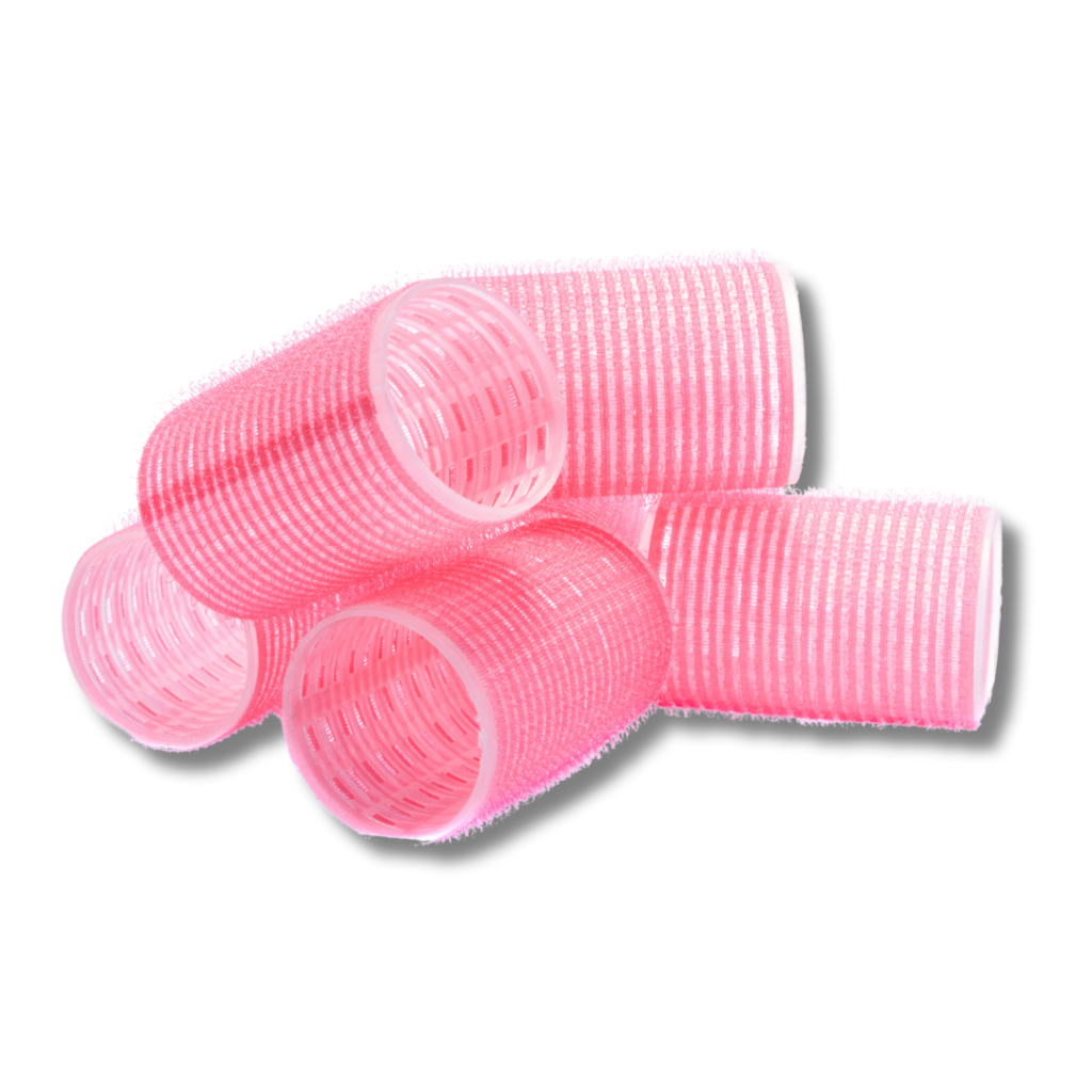 Pink velcro hair rollers.