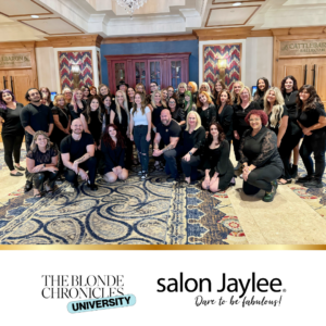 Salon Jaylee team with Carly Zanoni, owner of The Blonde Chronicles. 